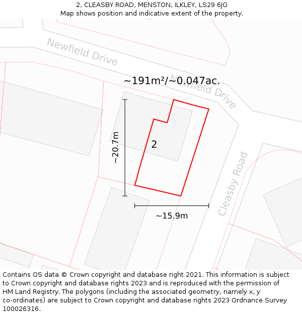 2, CLEASBY ROAD, MENSTON, ILKLEY, LS29 6JG: Plot and title map