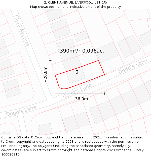 2, CLENT AVENUE, LIVERPOOL, L31 0AY: Plot and title map