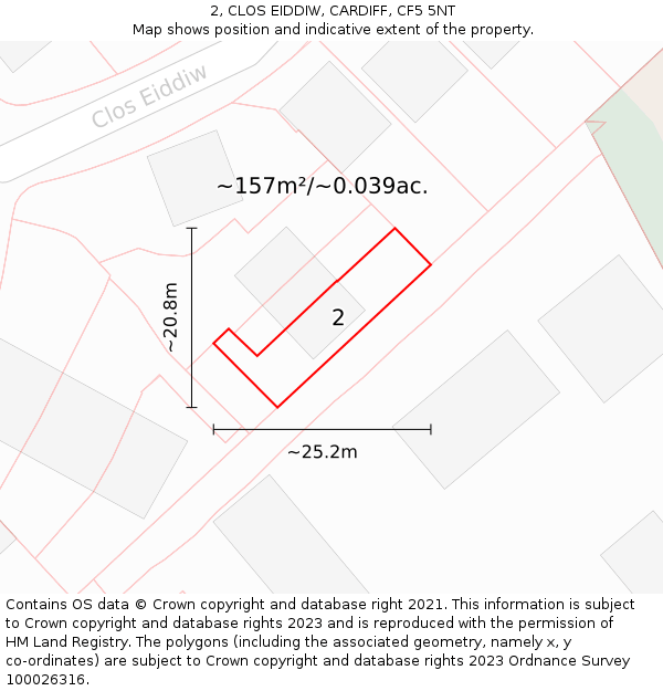 2, CLOS EIDDIW, CARDIFF, CF5 5NT: Plot and title map