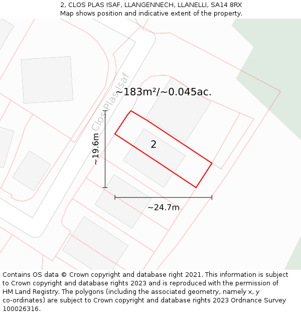 2, CLOS PLAS ISAF, LLANGENNECH, LLANELLI, SA14 8RX: Plot and title map