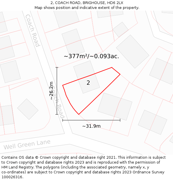 2, COACH ROAD, BRIGHOUSE, HD6 2LX: Plot and title map