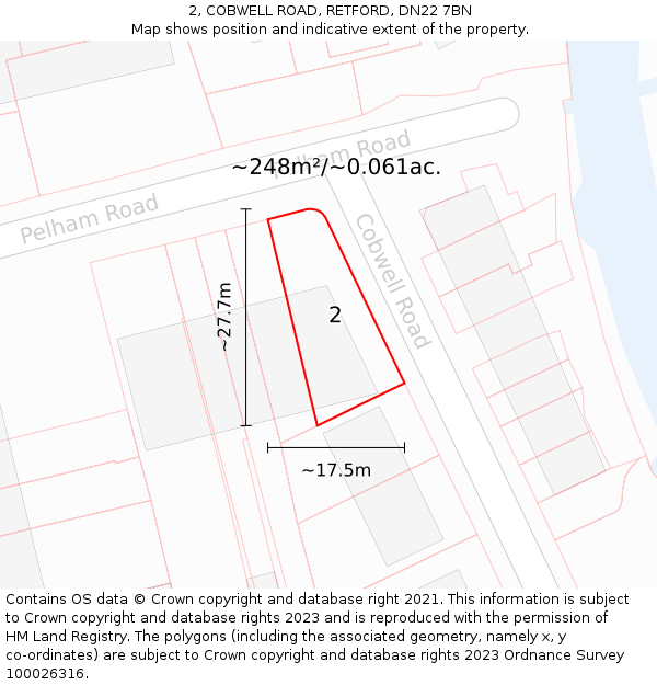 2, COBWELL ROAD, RETFORD, DN22 7BN: Plot and title map