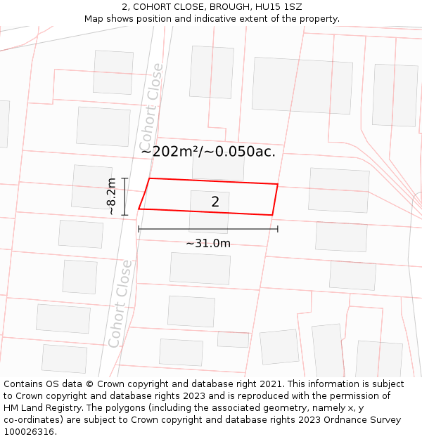 2, COHORT CLOSE, BROUGH, HU15 1SZ: Plot and title map