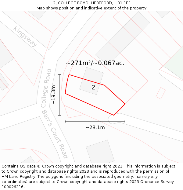 2, COLLEGE ROAD, HEREFORD, HR1 1EF: Plot and title map