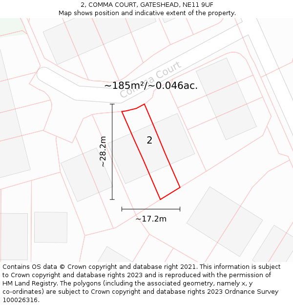 2, COMMA COURT, GATESHEAD, NE11 9UF: Plot and title map