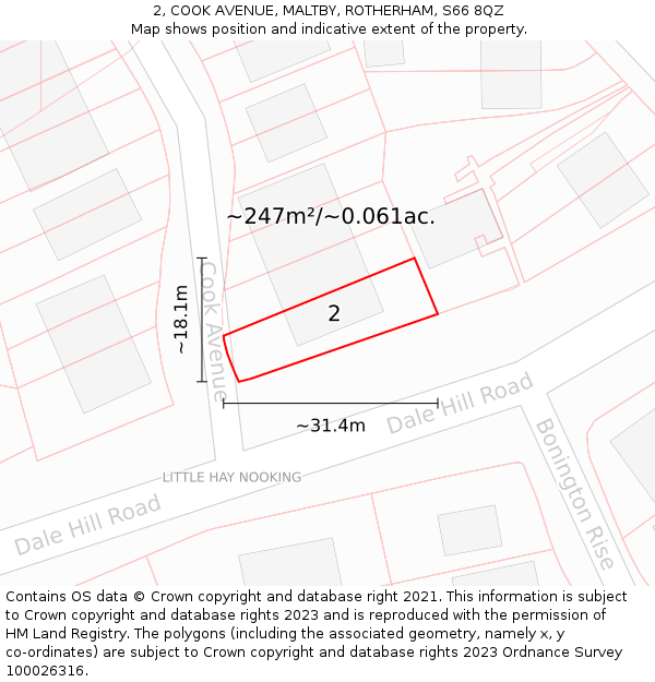 2, COOK AVENUE, MALTBY, ROTHERHAM, S66 8QZ: Plot and title map