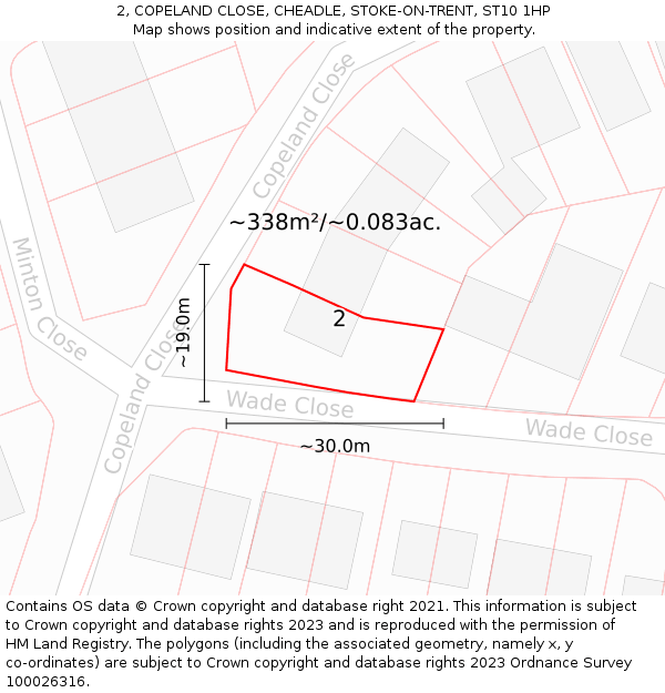 2, COPELAND CLOSE, CHEADLE, STOKE-ON-TRENT, ST10 1HP: Plot and title map