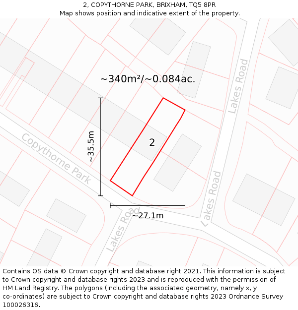 2, COPYTHORNE PARK, BRIXHAM, TQ5 8PR: Plot and title map