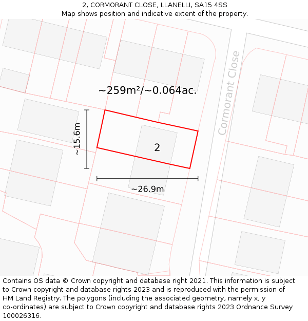 2, CORMORANT CLOSE, LLANELLI, SA15 4SS: Plot and title map