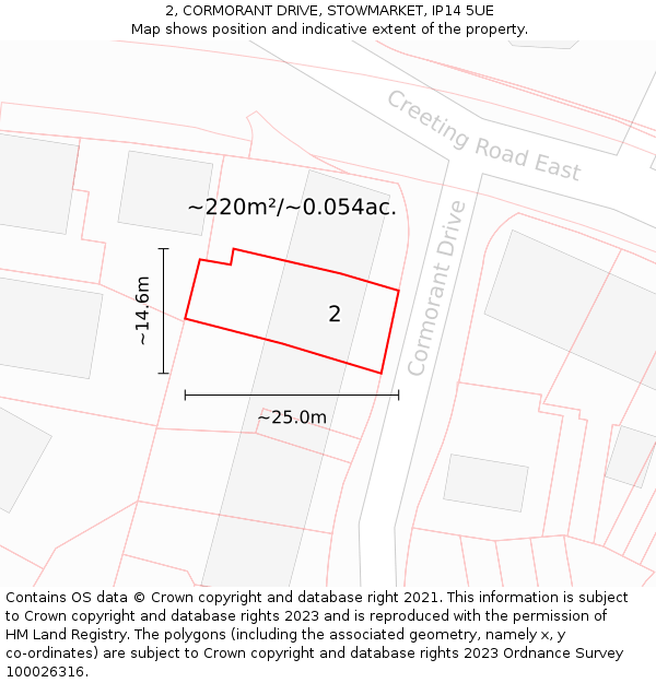 2, CORMORANT DRIVE, STOWMARKET, IP14 5UE: Plot and title map