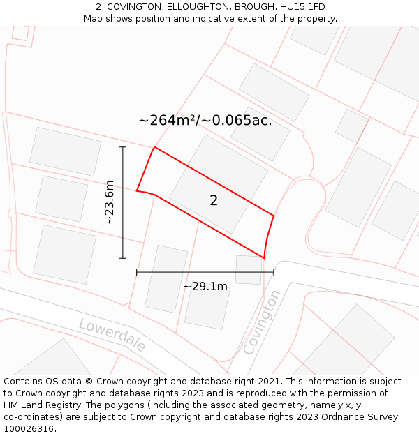 2, COVINGTON, ELLOUGHTON, BROUGH, HU15 1FD: Plot and title map