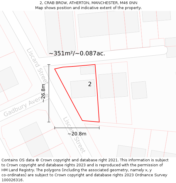 2, CRAB BROW, ATHERTON, MANCHESTER, M46 0NN: Plot and title map