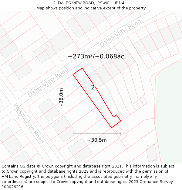 2, DALES VIEW ROAD, IPSWICH, IP1 4HL: Plot and title map