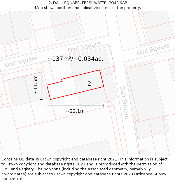 2, DALL SQUARE, FRESHWATER, PO40 9AR: Plot and title map