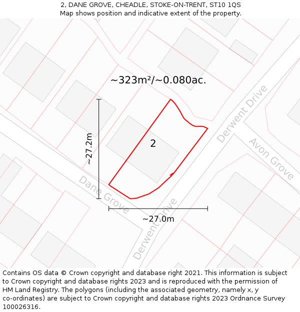 2, DANE GROVE, CHEADLE, STOKE-ON-TRENT, ST10 1QS: Plot and title map