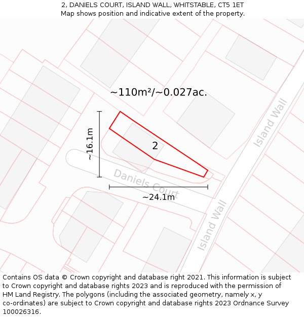 2, DANIELS COURT, ISLAND WALL, WHITSTABLE, CT5 1ET: Plot and title map