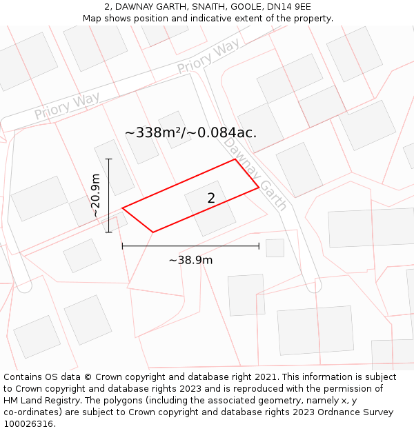 2, DAWNAY GARTH, SNAITH, GOOLE, DN14 9EE: Plot and title map