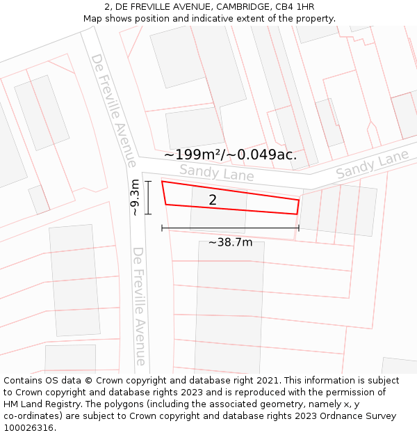 2, DE FREVILLE AVENUE, CAMBRIDGE, CB4 1HR: Plot and title map