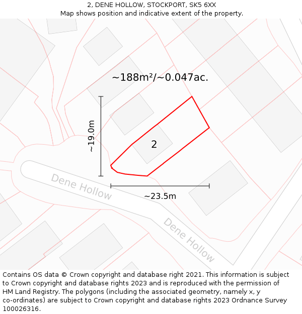 2, DENE HOLLOW, STOCKPORT, SK5 6XX: Plot and title map