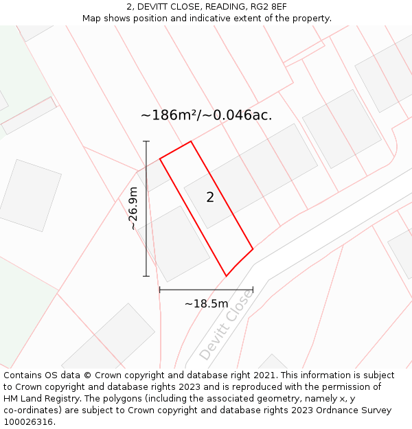 2, DEVITT CLOSE, READING, RG2 8EF: Plot and title map