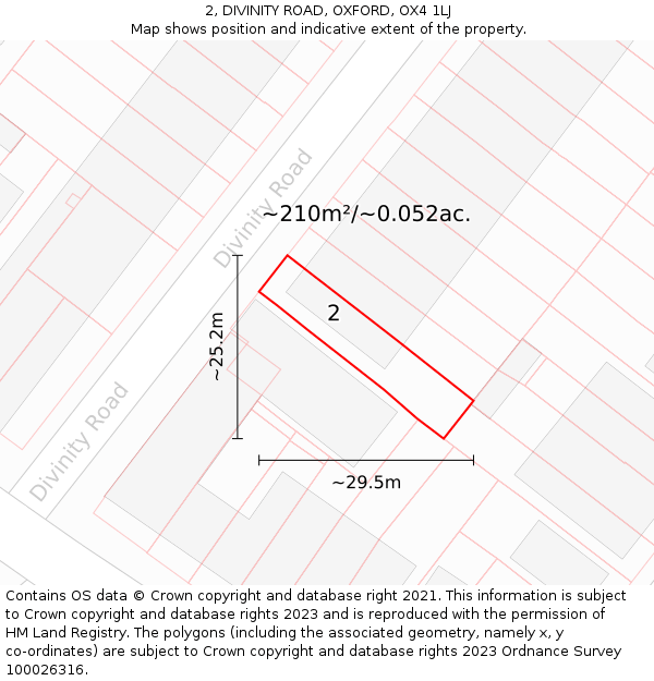 2, DIVINITY ROAD, OXFORD, OX4 1LJ: Plot and title map