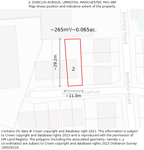 2, DORCLYN AVENUE, URMSTON, MANCHESTER, M41 9BF: Plot and title map