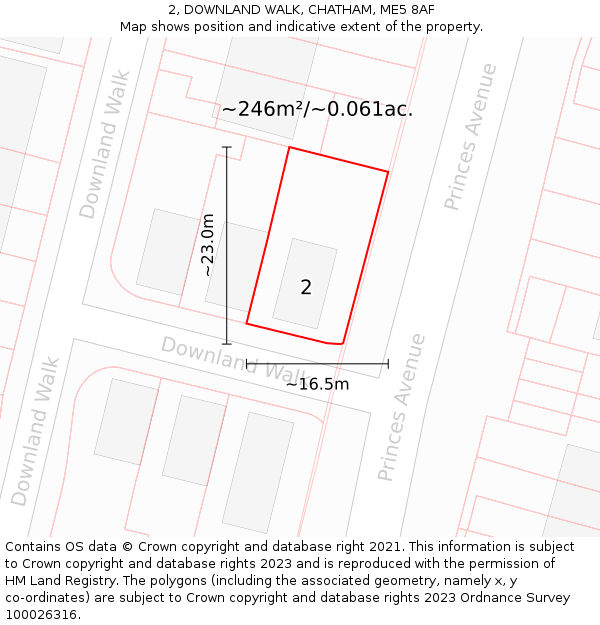 2, DOWNLAND WALK, CHATHAM, ME5 8AF: Plot and title map