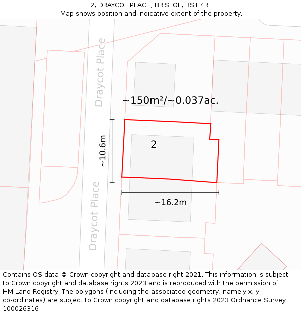 2, DRAYCOT PLACE, BRISTOL, BS1 4RE: Plot and title map