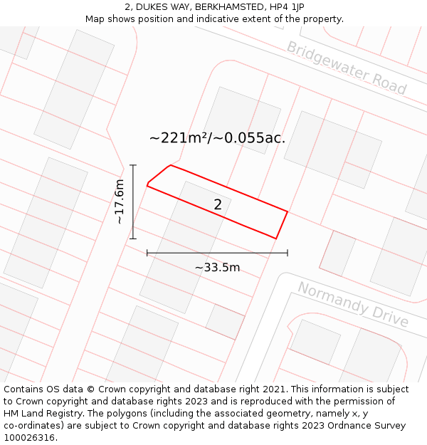 2, DUKES WAY, BERKHAMSTED, HP4 1JP: Plot and title map