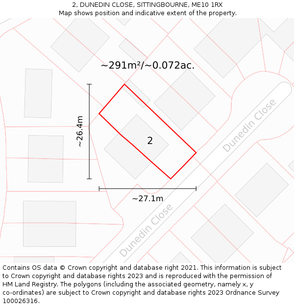 2, DUNEDIN CLOSE, SITTINGBOURNE, ME10 1RX: Plot and title map