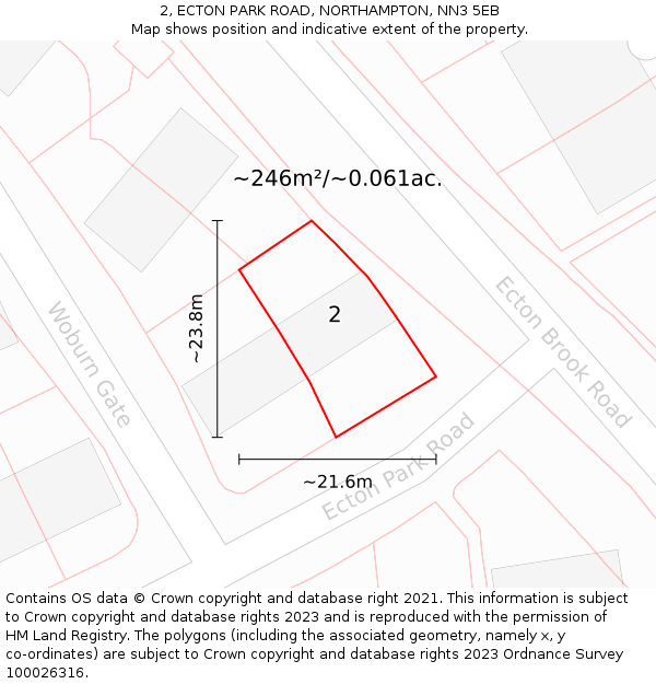 2, ECTON PARK ROAD, NORTHAMPTON, NN3 5EB: Plot and title map