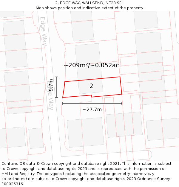 2, EDGE WAY, WALLSEND, NE28 9FH: Plot and title map