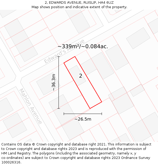 2, EDWARDS AVENUE, RUISLIP, HA4 6UZ: Plot and title map