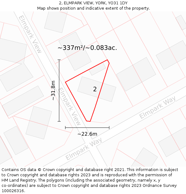 2, ELMPARK VIEW, YORK, YO31 1DY: Plot and title map