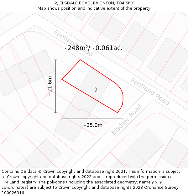 2, ELSDALE ROAD, PAIGNTON, TQ4 5NX: Plot and title map