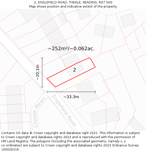 2, ENGLEFIELD ROAD, THEALE, READING, RG7 5AS: Plot and title map