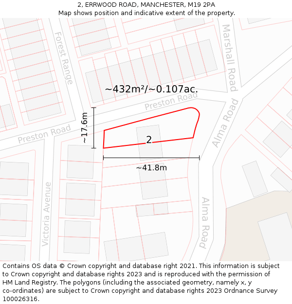 2, ERRWOOD ROAD, MANCHESTER, M19 2PA: Plot and title map