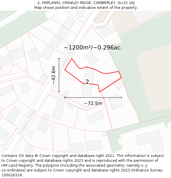 2, FAIRLAWN, CRAWLEY RIDGE, CAMBERLEY, GU15 2AJ: Plot and title map