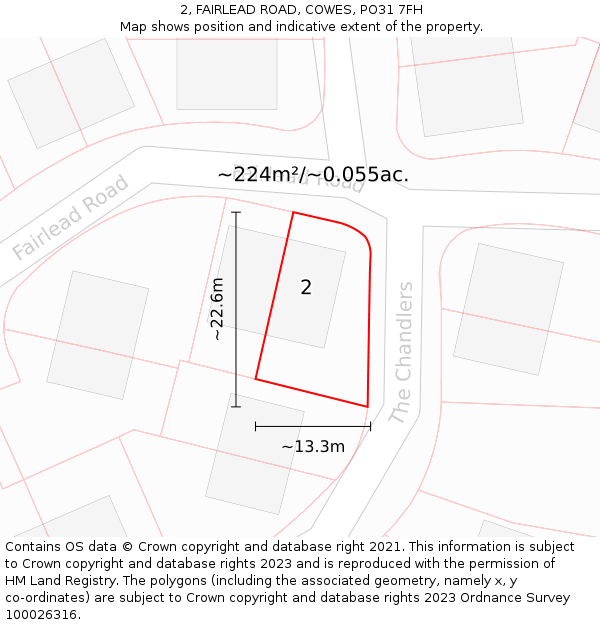 2, FAIRLEAD ROAD, COWES, PO31 7FH: Plot and title map