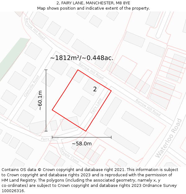 2, FAIRY LANE, MANCHESTER, M8 8YE: Plot and title map