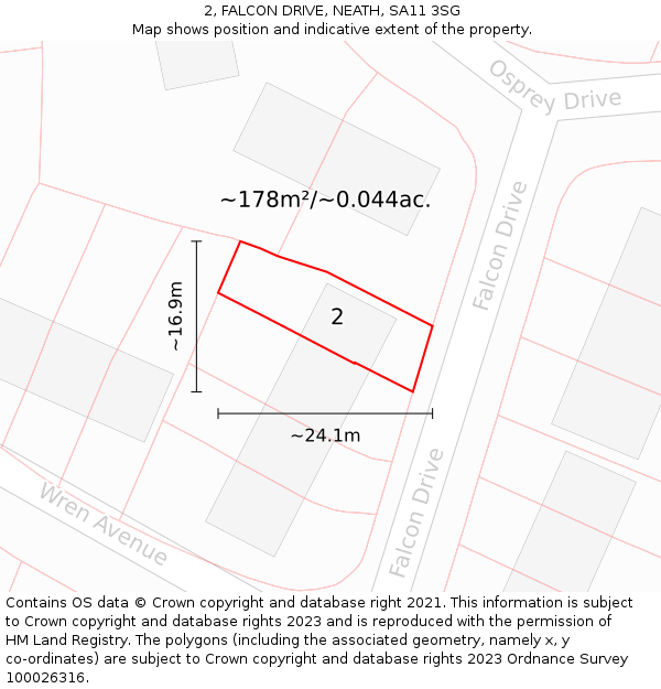 2, FALCON DRIVE, NEATH, SA11 3SG: Plot and title map