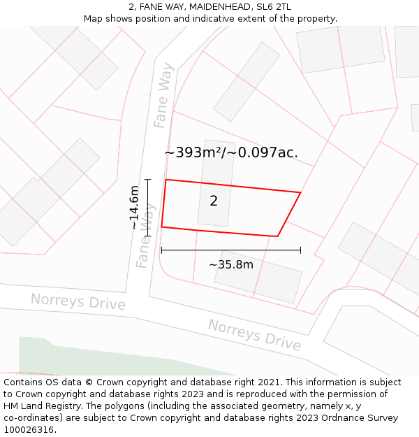 2, FANE WAY, MAIDENHEAD, SL6 2TL: Plot and title map