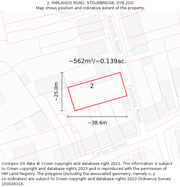 2, FARLANDS ROAD, STOURBRIDGE, DY8 2DD: Plot and title map