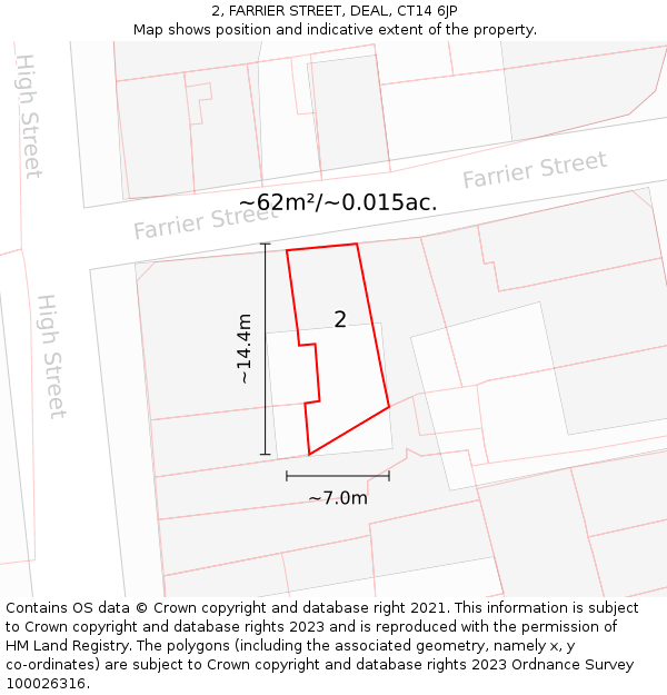 2, FARRIER STREET, DEAL, CT14 6JP: Plot and title map