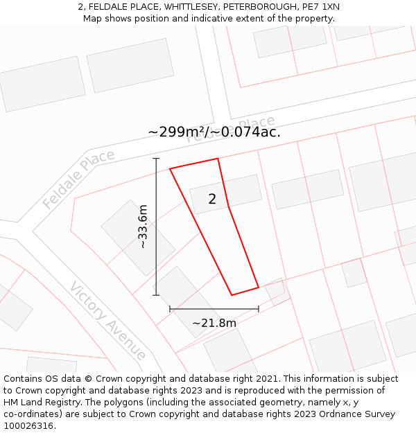 2, FELDALE PLACE, WHITTLESEY, PETERBOROUGH, PE7 1XN: Plot and title map