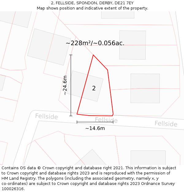 2, FELLSIDE, SPONDON, DERBY, DE21 7EY: Plot and title map