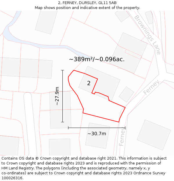 2, FERNEY, DURSLEY, GL11 5AB: Plot and title map