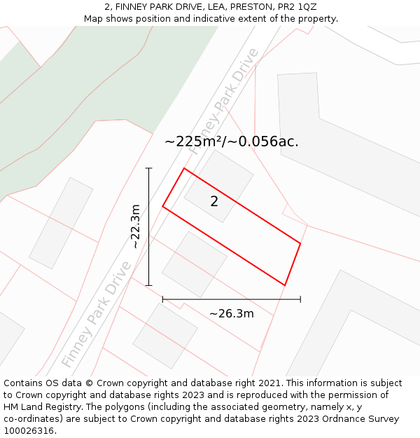 2, FINNEY PARK DRIVE, LEA, PRESTON, PR2 1QZ: Plot and title map