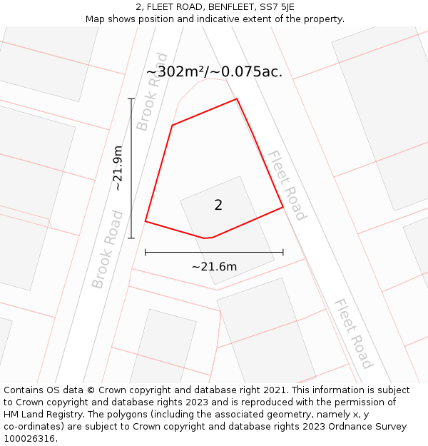 2, FLEET ROAD, BENFLEET, SS7 5JE: Plot and title map