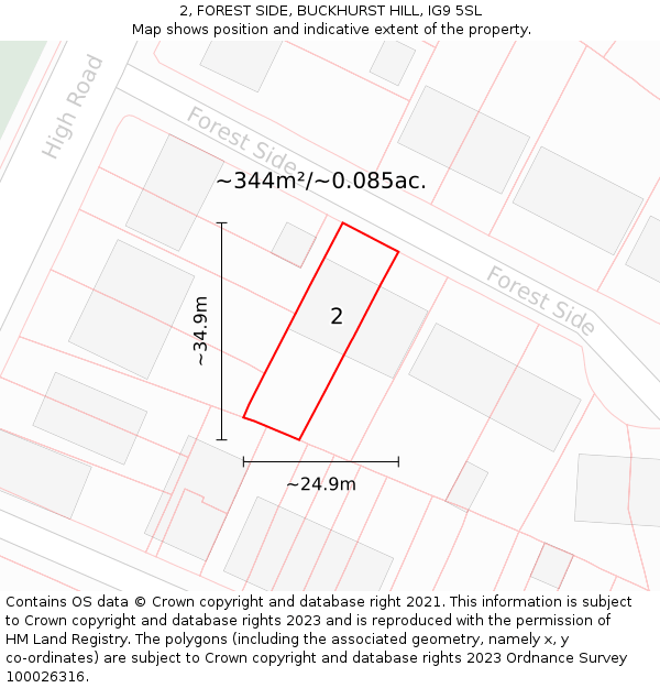 2, FOREST SIDE, BUCKHURST HILL, IG9 5SL: Plot and title map
